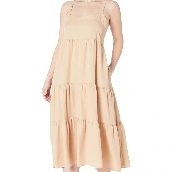 The Drop Women's Brit Tiered Ankle Maxi Tent Dress, Ginger, L - Picture 3 of 8